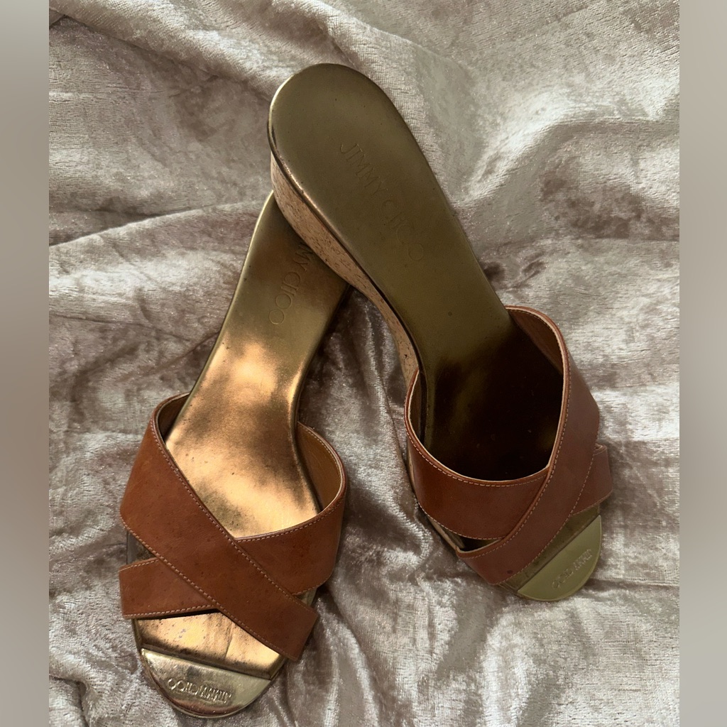 Beautiful Cork Wedge Jimmy Choo Sandals. So Comfortable And Gently Worn.